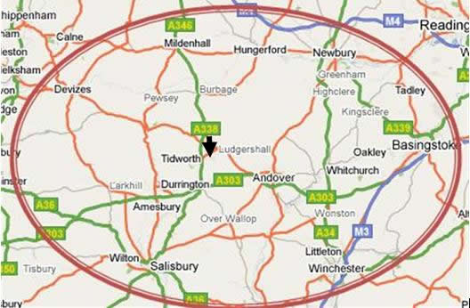 Area of work carried out Andover, Amesbury, Salisbury, Newbury, Marlborough, Devizes, Hungerford, Upavon, Winchester, Basingstoke, Ludgershall, Tidworth, Stockbridge, Perham Down, Shipton Bellinger, Collingbourne, Burbage, Durrington, Wallop, Whitchurch, Pewsey, Overton, Kingsclere and all surrounding areas.